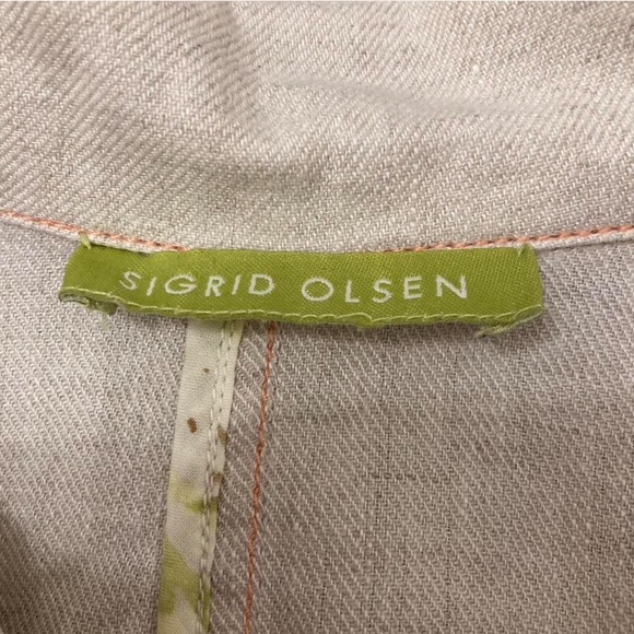 Sigrid Olsen 100% Linen Blazer Women’s Medium Preppy Office Minimalist Spring - Picture 2 of 7